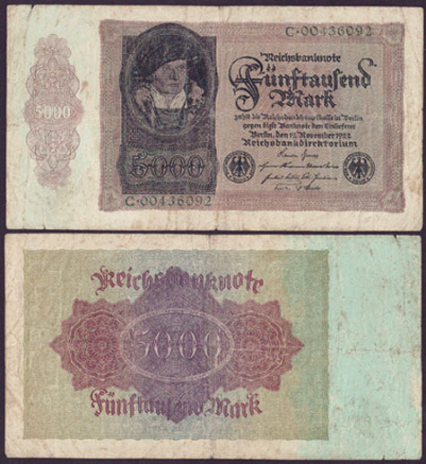 1922 Germany 5,000 Mark (second type) L000891